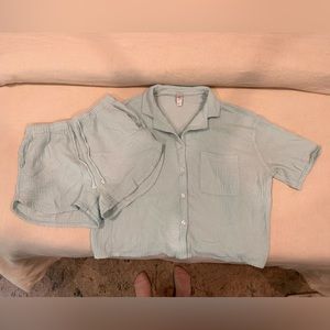 Stars Above | shorts pajama set | S | light teal
